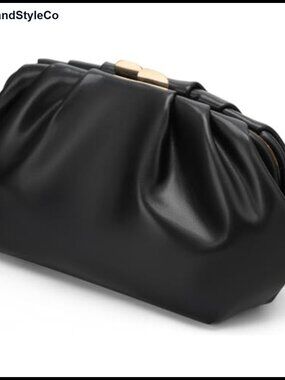 Pleated Vegan Leather Clutch Purse Women Detachable Chain Evening Bag Wedding